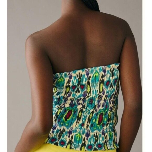 Anthropologie Smocked Turquoise Tube Top Size XL New - Picture 6 of 8